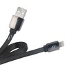 USB кабель для iPhone 5/6/6Plus/7/7Plus 8 pin 1.0м ПЛОСКИЙ (без упаковки) черный (ELTRONIC)